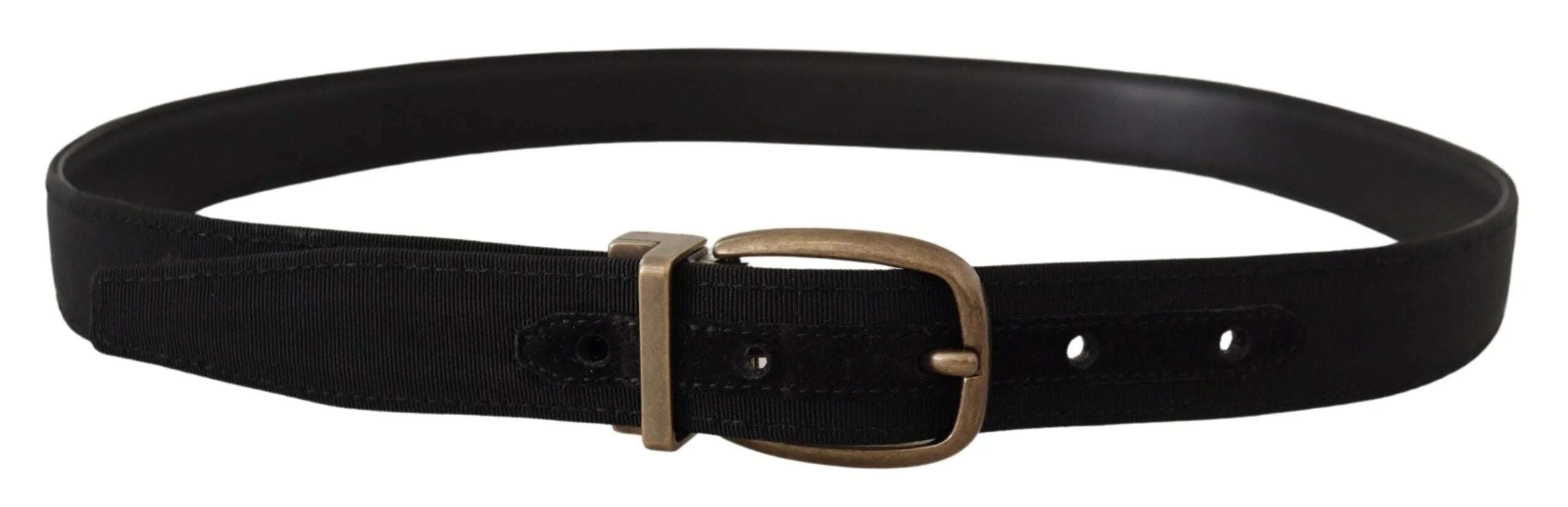 Dolce & Gabbana Black Grosgrain Leather Bronze Metal Belt - 80 cm / 32 Inches - Belts