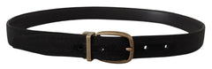 Dolce & Gabbana Black Grosgrain Leather Bronze Metal Belt - 80 cm / 32 Inches - Belts