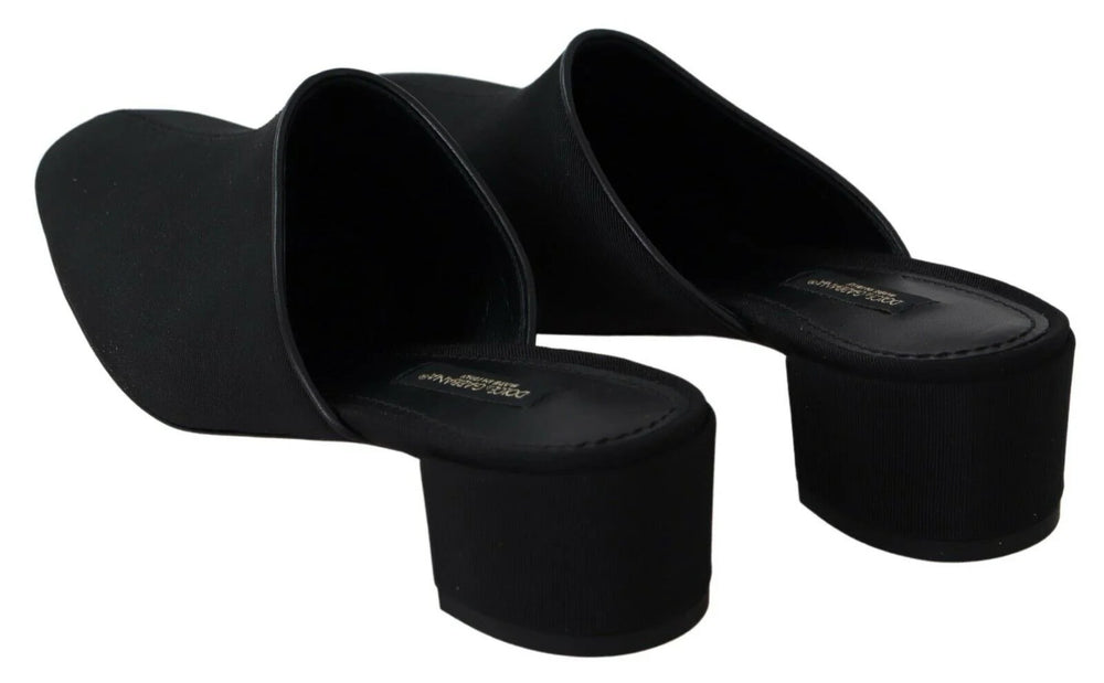 Dolce & Gabbana Black Grosgrain Slides Sandals Women Shoes - Sandals