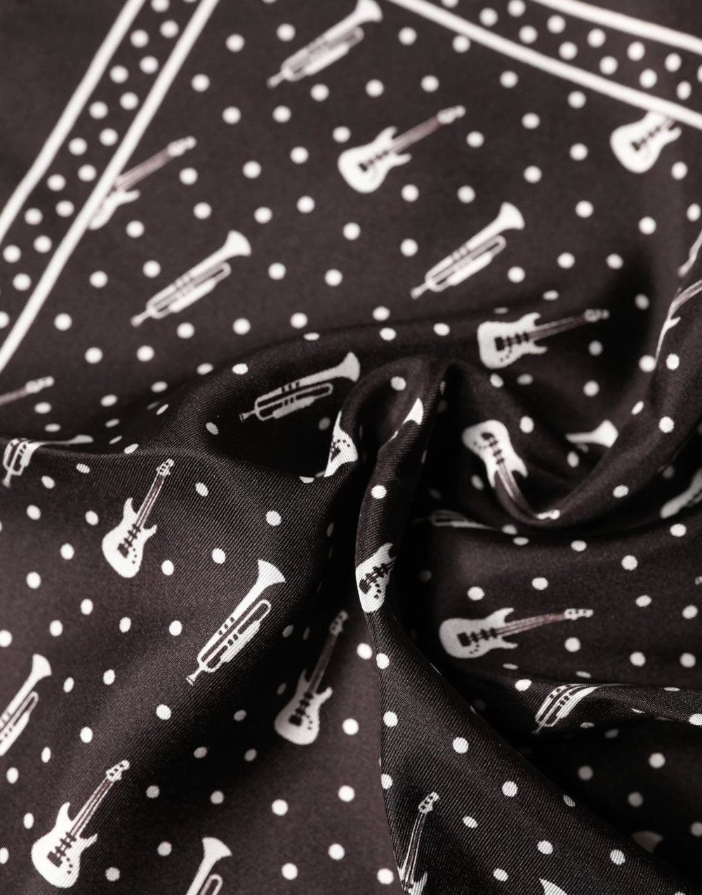 Dolce & Gabbana Black Guitar Trumpet Men Handkerchief Scarf - Scarves & Shawls