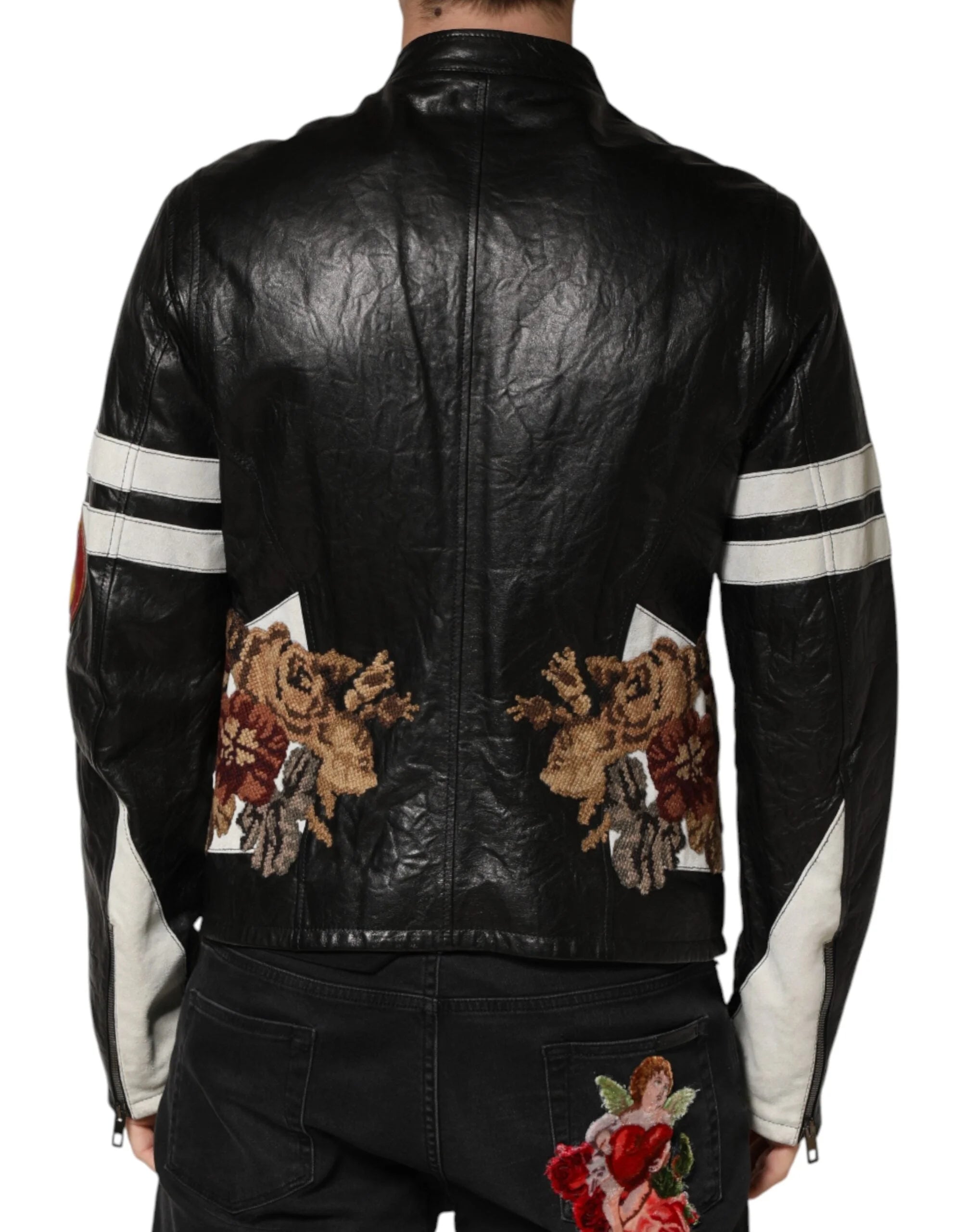 Dolce & Gabbana Black Guns n’ Roses FullZip Men Biker Jacket - IT50 | L
