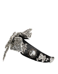 Dolce & Gabbana Black Hair Flower Crystal LIMONI Women Headband Diadem - Headbands