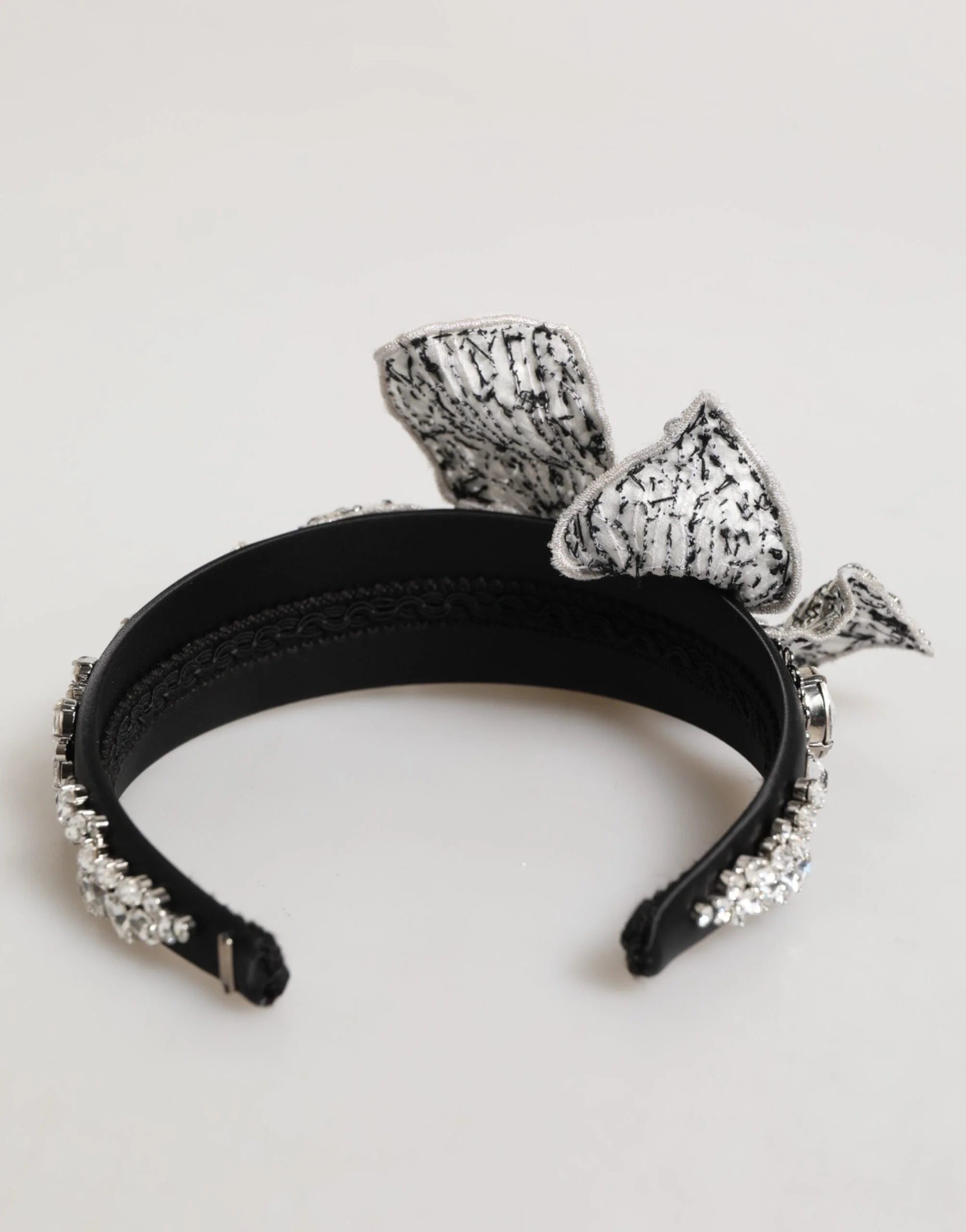Dolce & Gabbana Black Hair Flower Crystal LIMONI Women Headband Diadem - Headbands