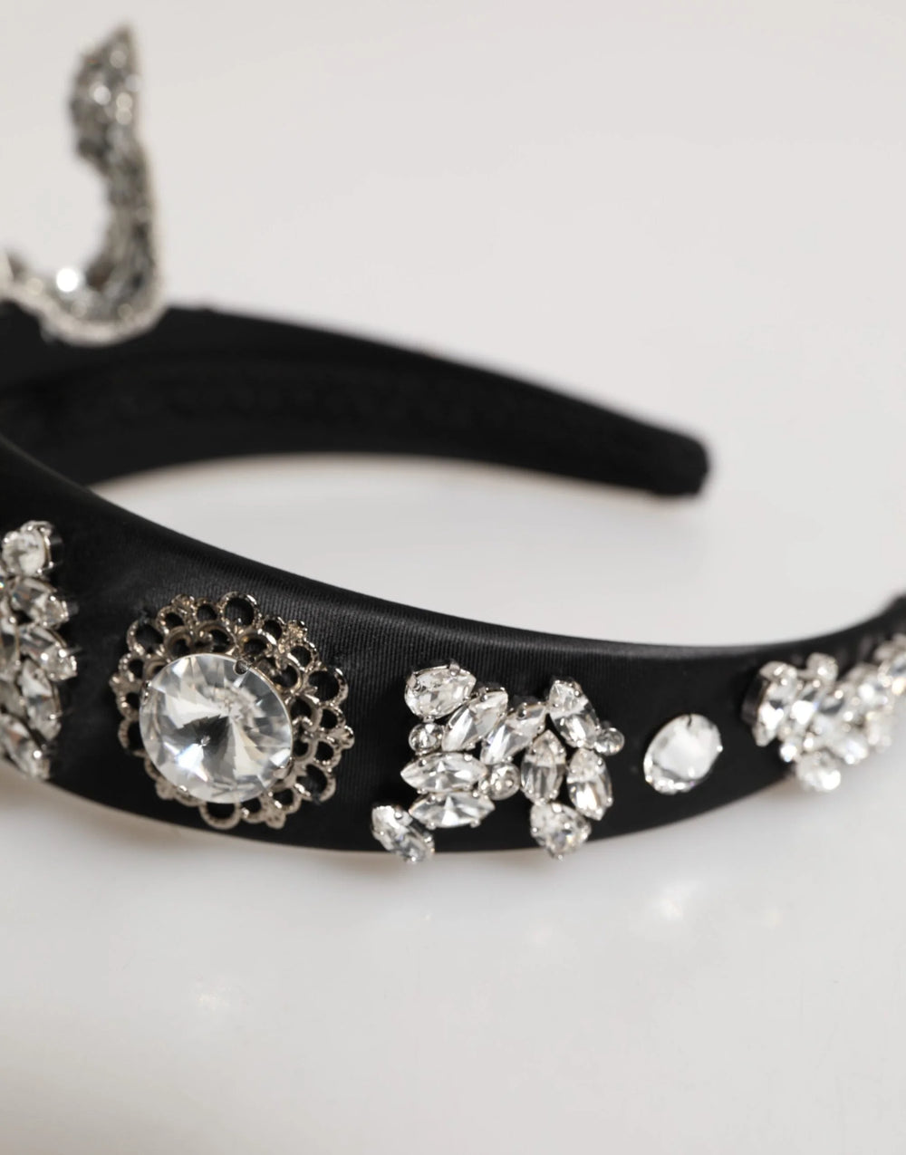 Dolce & Gabbana Black Hair Flower Crystal LIMONI Women Headband Diadem - Headbands