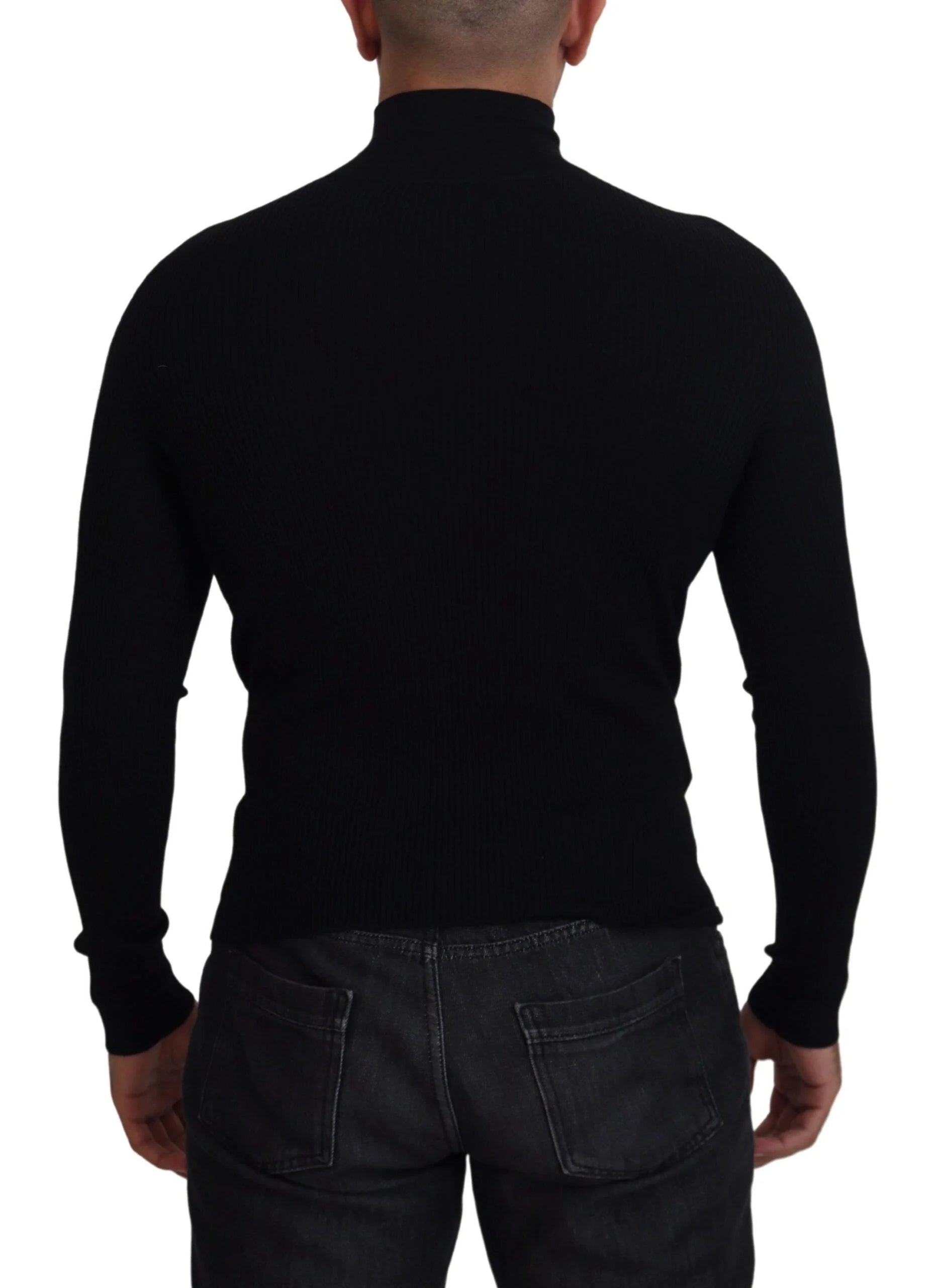 Dolce & Gabbana Black Half Zip Turtleneck Pullover Sweater - IT42 | XS - Sweaters