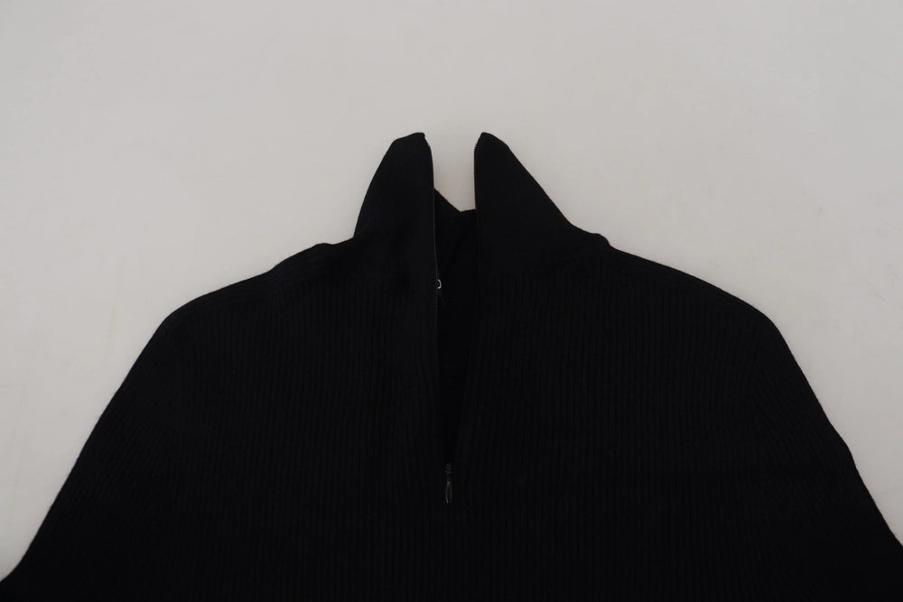 Dolce & Gabbana Black Half Zip Turtleneck Pullover Sweater - IT42 | XS - Sweaters