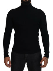 Dolce & Gabbana Black Half Zip Turtleneck Pullover Sweater - IT42 | XS - Sweaters
