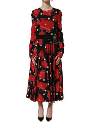 Dolce & Gabbana Black Handbag Print Long Sleeve Midi Dress - IT40|S
