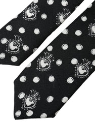 Dolce & Gabbana Black Heart Polka Dot Adjustable Tie - Neckties