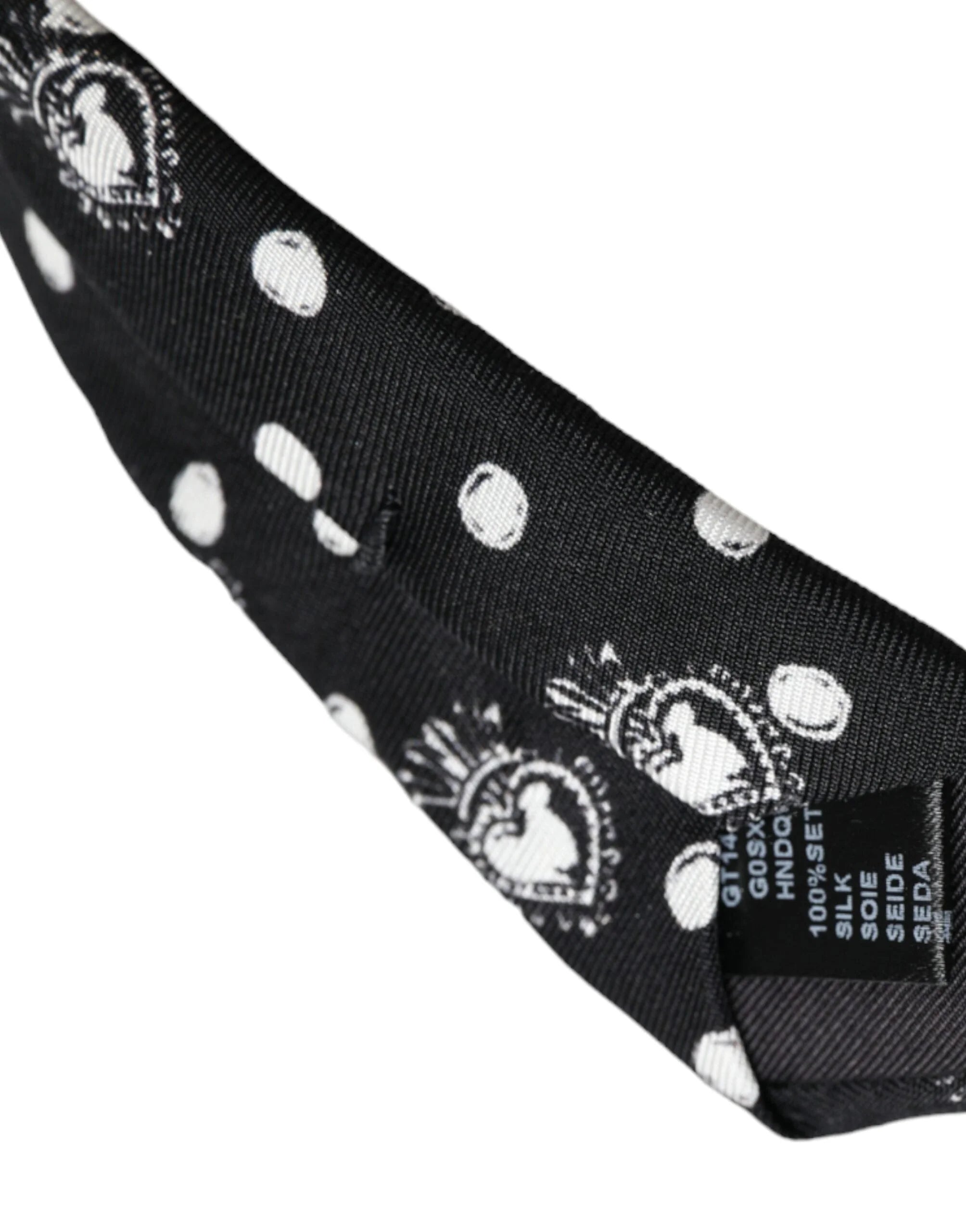 Dolce & Gabbana Black Heart Polka Dot Adjustable Tie - Neckties