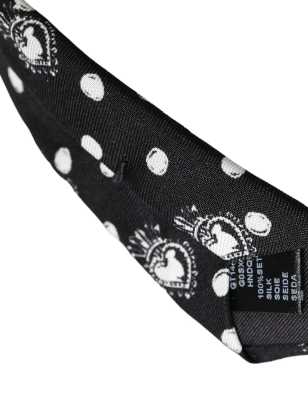 Dolce & Gabbana Black Heart Polka Dot Adjustable Tie - Neckties