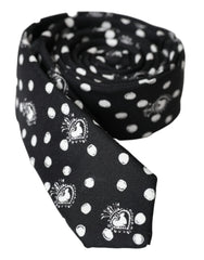 Dolce & Gabbana Black Heart Polka Dot Adjustable Tie - Neckties
