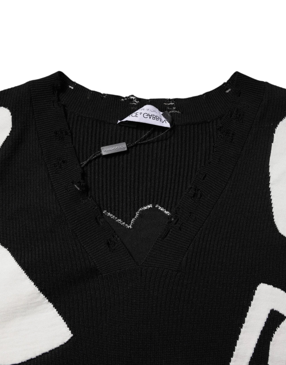 Dolce & Gabbana Black Hearts Silk Crew Neck Pullover Sweater - IT48 | M - Sweaters