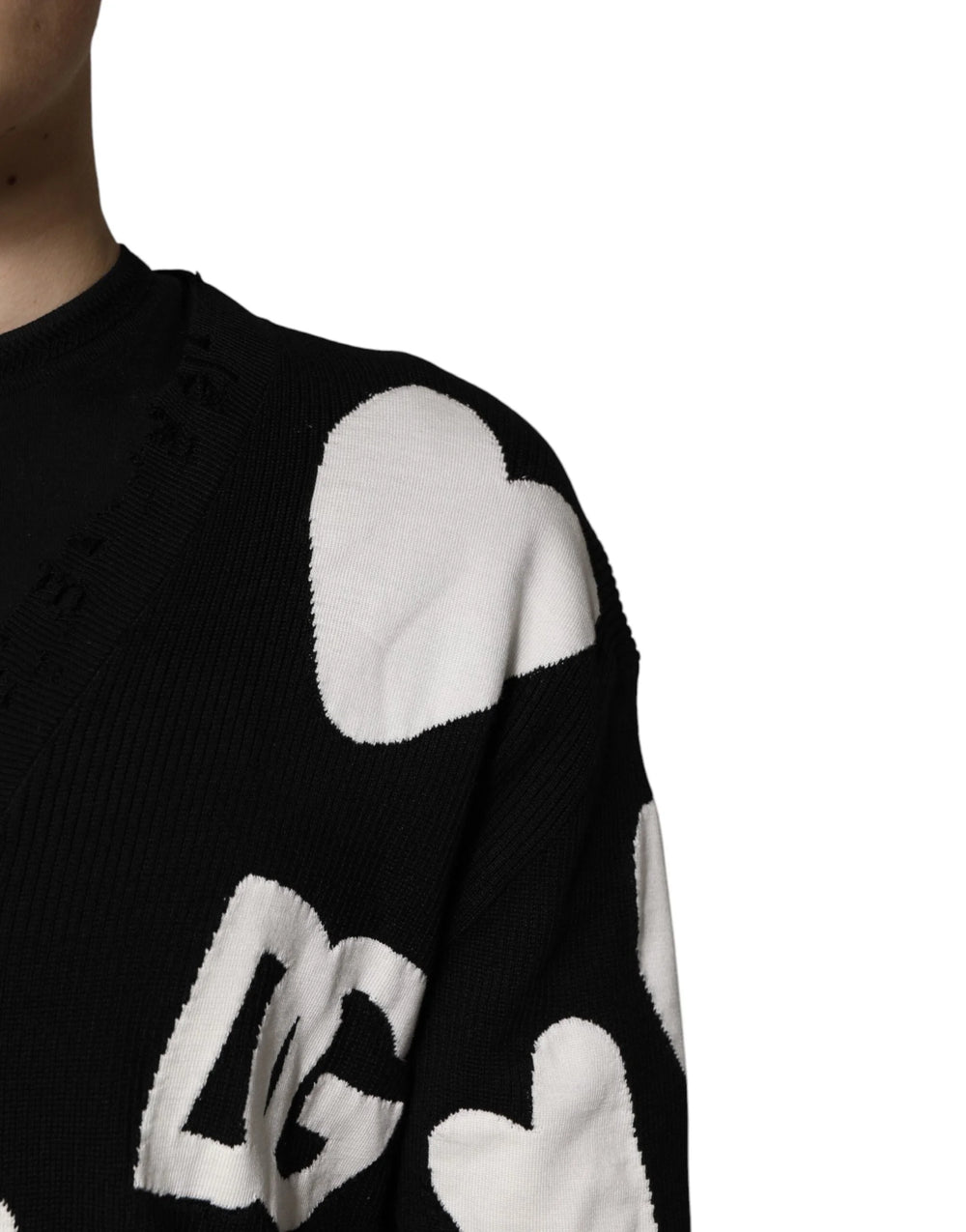 Dolce & Gabbana Black Hearts Silk Crew Neck Pullover Sweater - IT48 | M - Sweaters