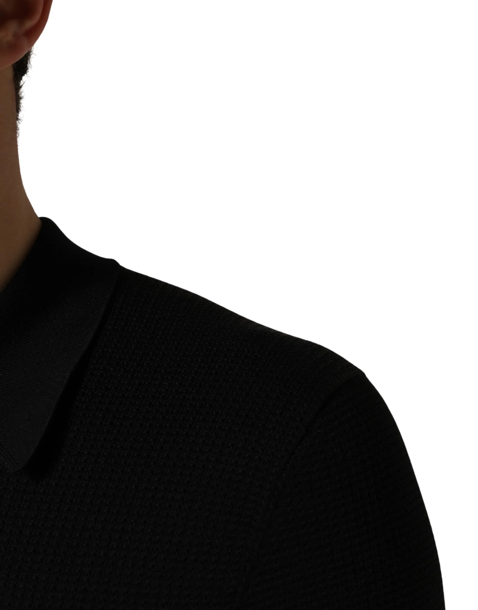 T-shirt polo Dolce & Gabbana noir 'Heraldic Crest' en soie - IT48 | M