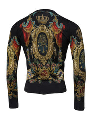 Dolce & Gabbana Black Heraldic DG Silk Round Neck Pullover Sweater - IT46 | S - Sweaters