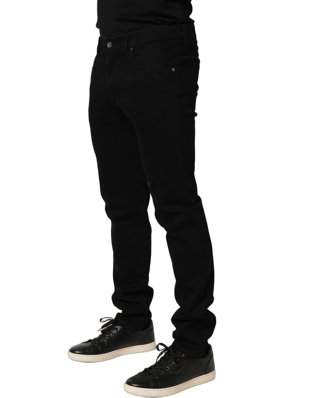 Dolce & Gabbana Black Heraldic Embroidered Skinny Denim Jeans - IT48 | M