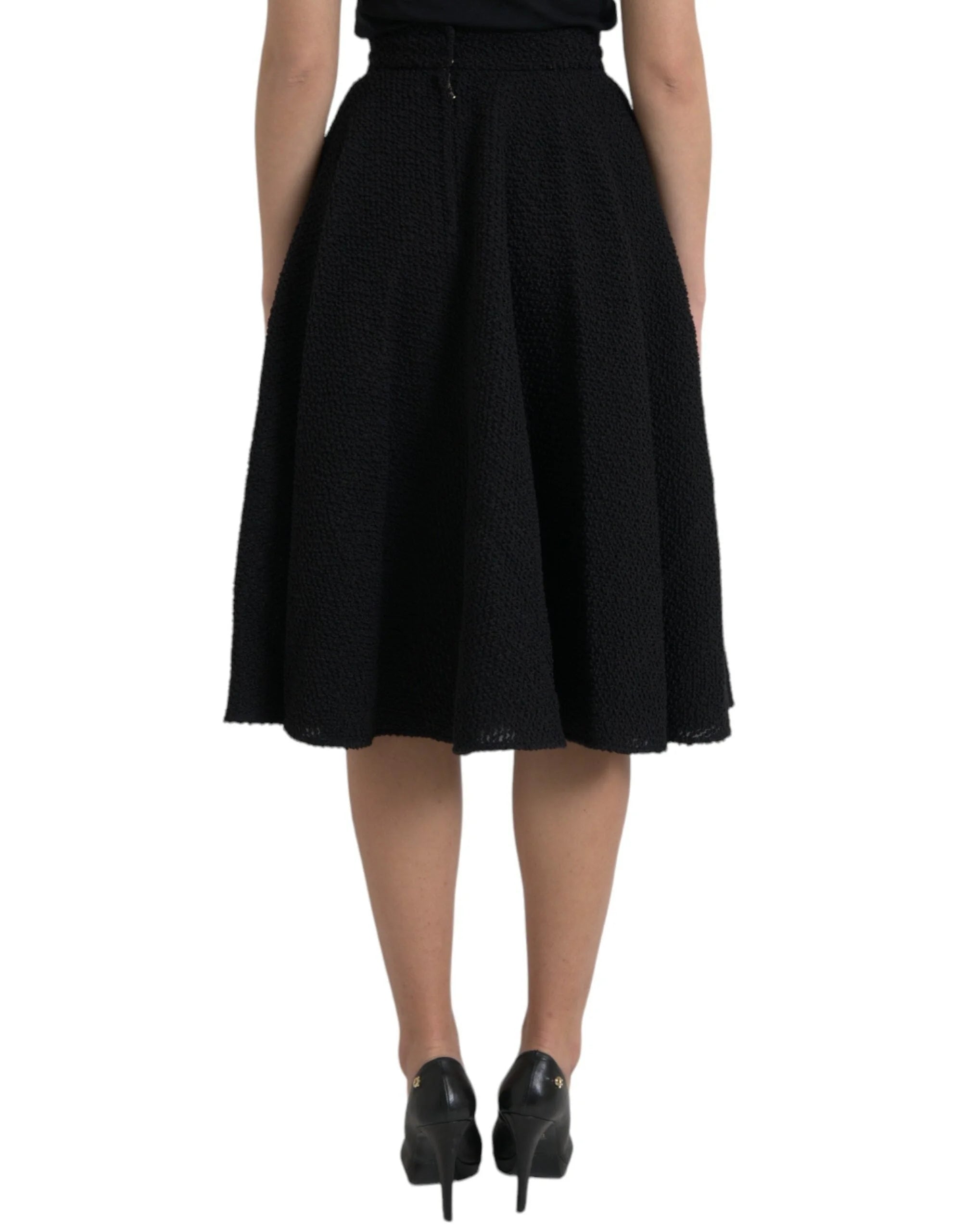 Dolce & Gabbana Black High Waist A-line Knee Length Skirt - IT38 | XS - Skirts