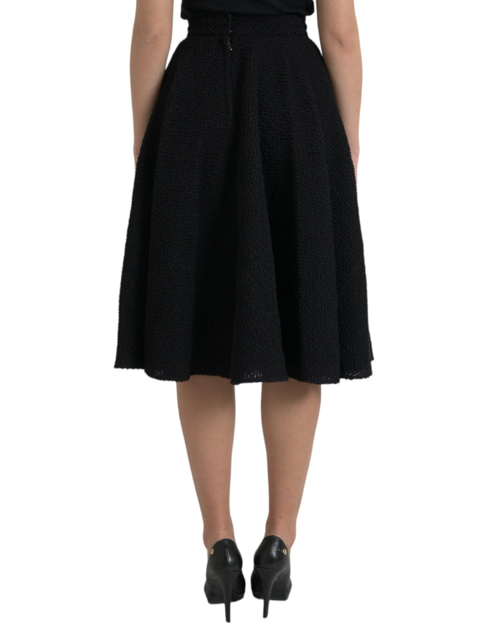 Dolce & Gabbana Black High Waist A-line Knee Length Skirt - IT38 | XS - Skirts