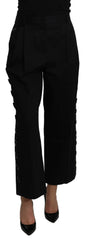 Dolce & Gabbana Black High Waist Cropped Cotton Stretch Pants - IT40|S - Trousers
