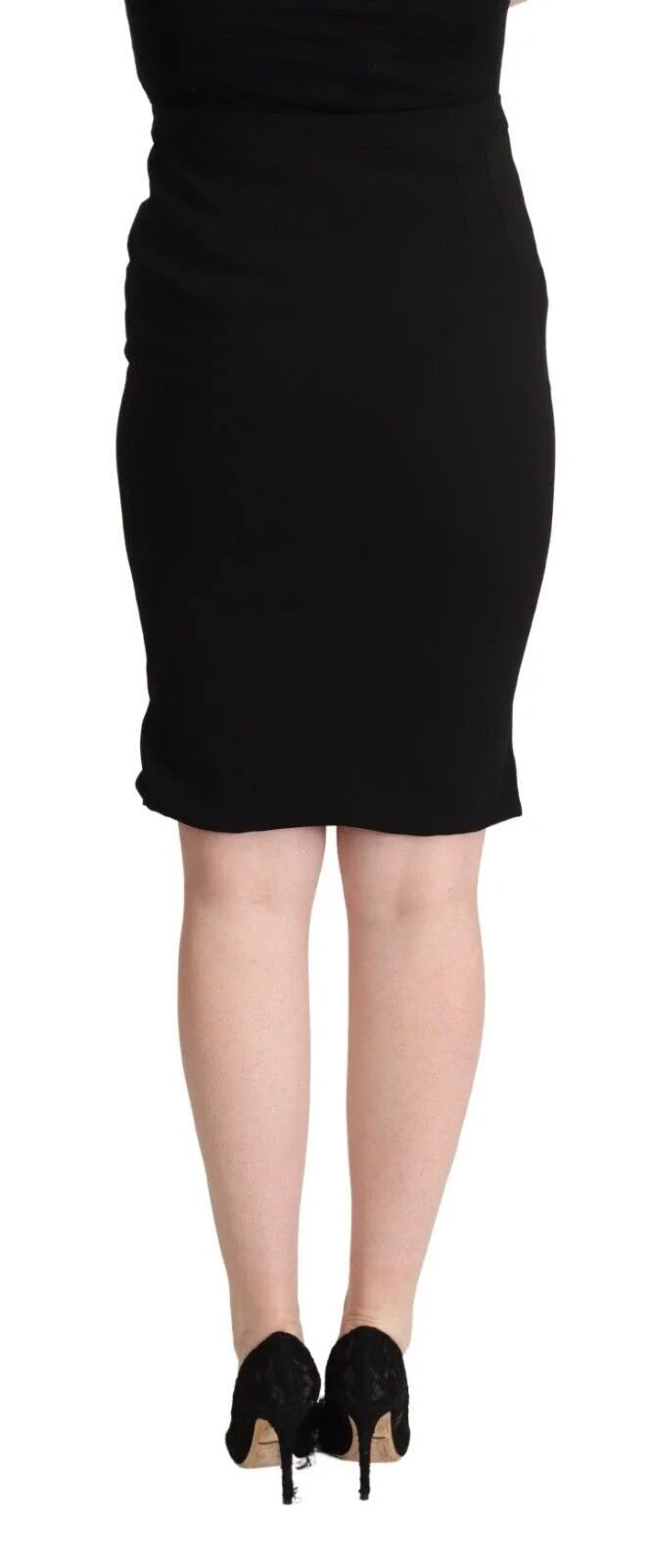 Dolce & Gabbana Black High Waist Knee Length Pencil Cut Skirt - Skirts