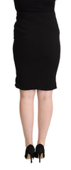 Dolce & Gabbana Black High Waist Knee Length Pencil Cut Skirt - Skirts