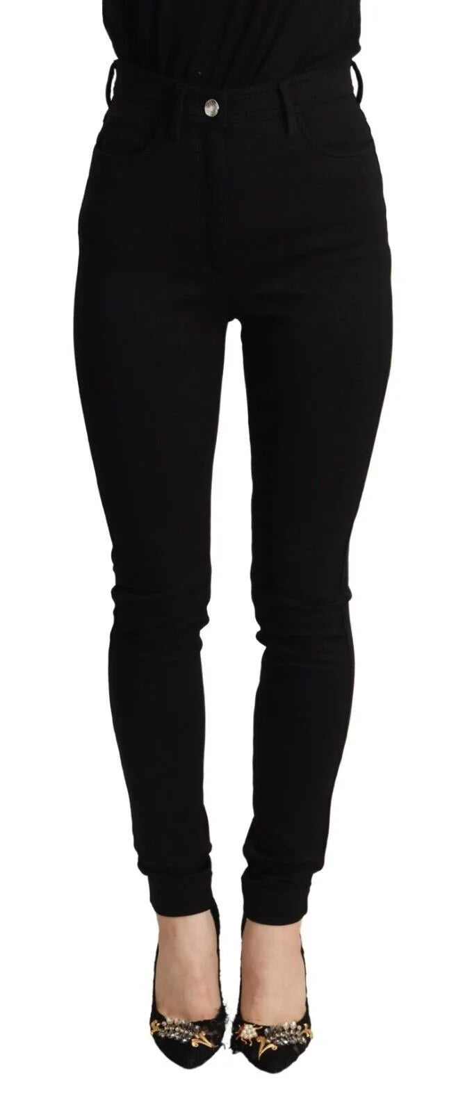 Dolce & Gabbana Black High Waist Skinny Slim Fit Pants - IT40|S - Trousers