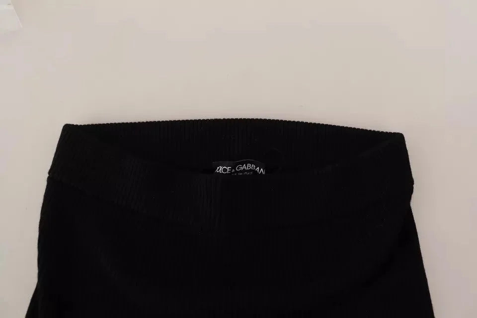 Dolce & Gabbana Black High Waist Stretch Pants Tights - IT44 | L - Tights