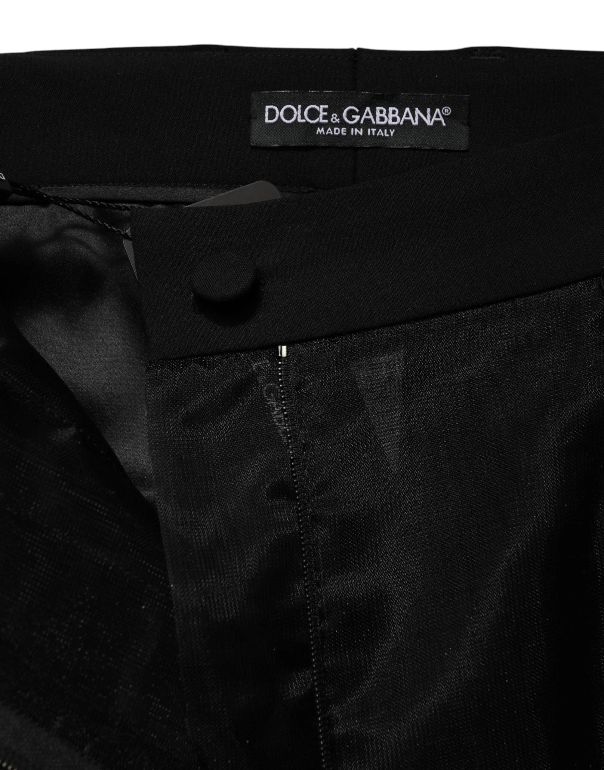 Dolce & Gabbana Black High Waist Tulle Wool Trouser Pants - IT40|S