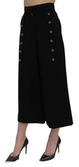 Dolce & Gabbana Black High Waist Wide Leg Cropped Pants - IT36 | XS - Trousers