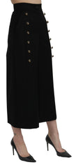 Dolce & Gabbana Black High Waist Wide Leg Cropped Pants - IT36 | XS - Trousers