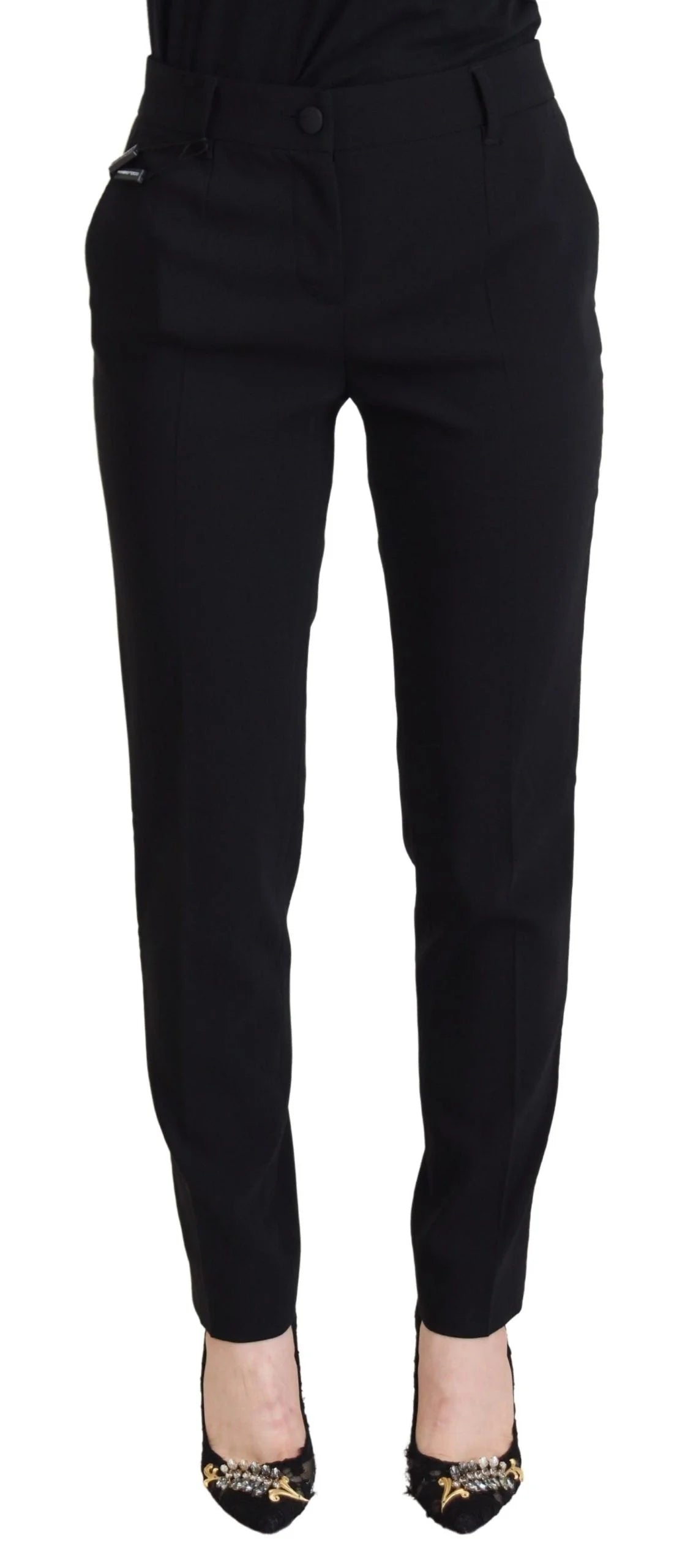 Dolce & Gabbana Black High Waist Women Pants - Trousers