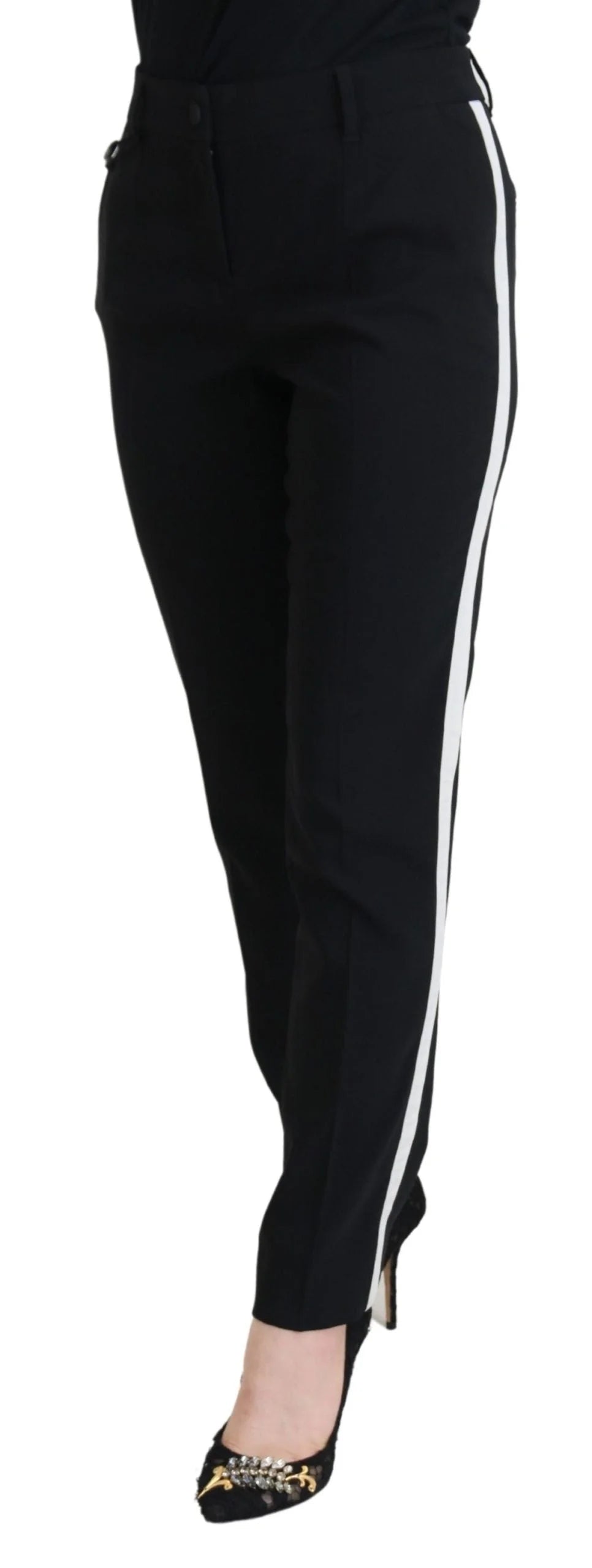 Dolce & Gabbana Black High Waist Women Pants - Trousers