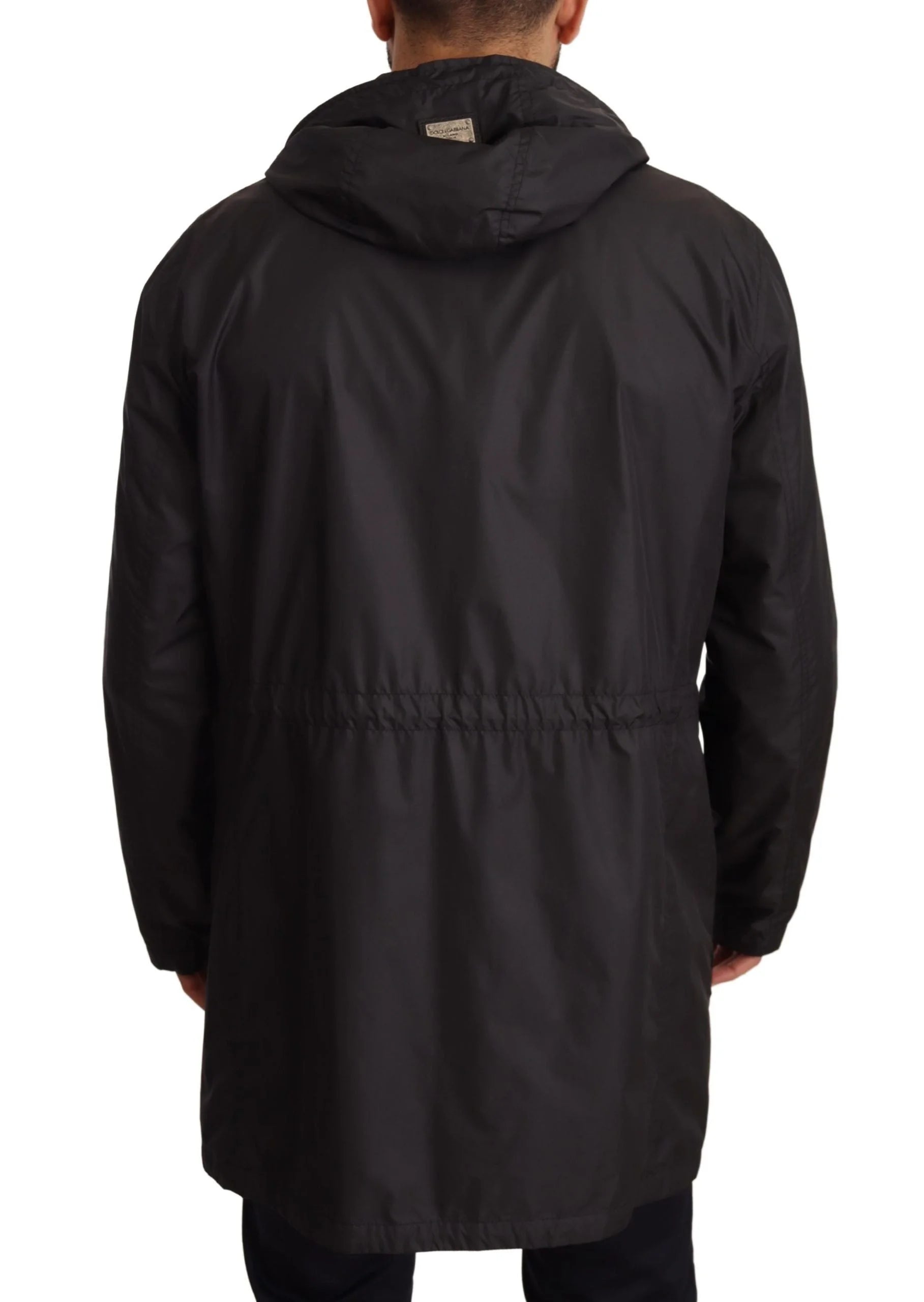 Dolce & Gabbana Black Hooded Mens Trench Coat Jacket - Trench Coats