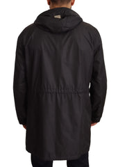Dolce & Gabbana Black Hooded Mens Trench Coat Jacket - Trench Coats