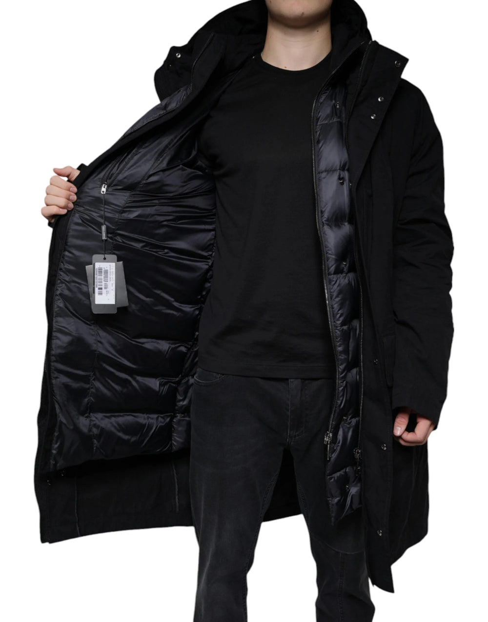 Dolce & Gabbana Black Hooded Parka Cotton Trench Coat Jacket - IT50 | L - Trench Coats