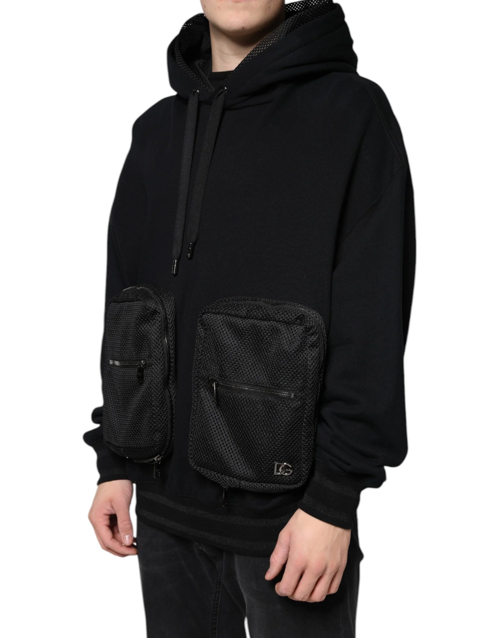 Dolce & Gabbana Black Hooded Pullover Men Sweatshirt Sweater - IT50 | L - Hoodies