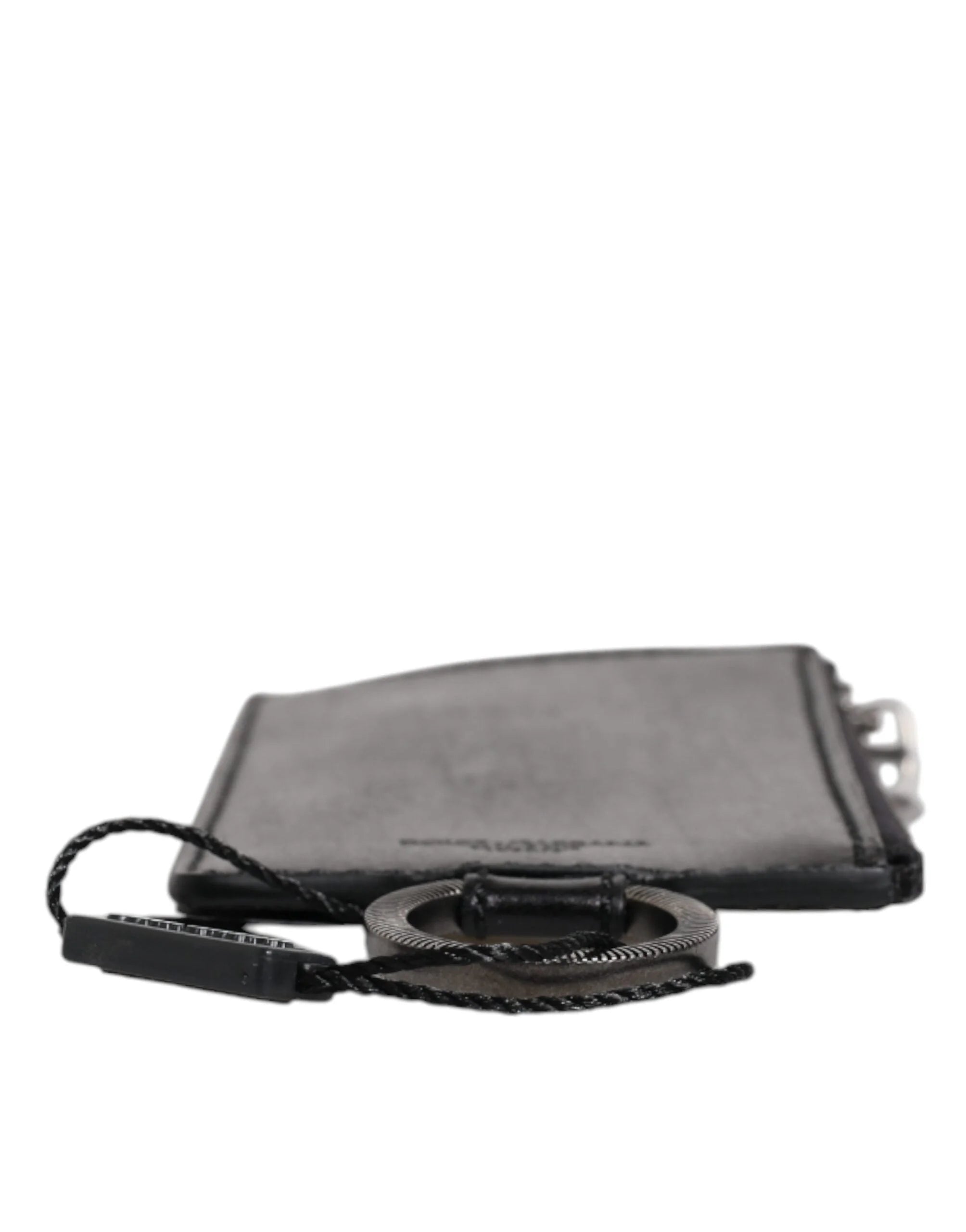 Dolce & Gabbana Black Horse Leather Lanyard Logo Card Holder Wallet - Neck Pouches