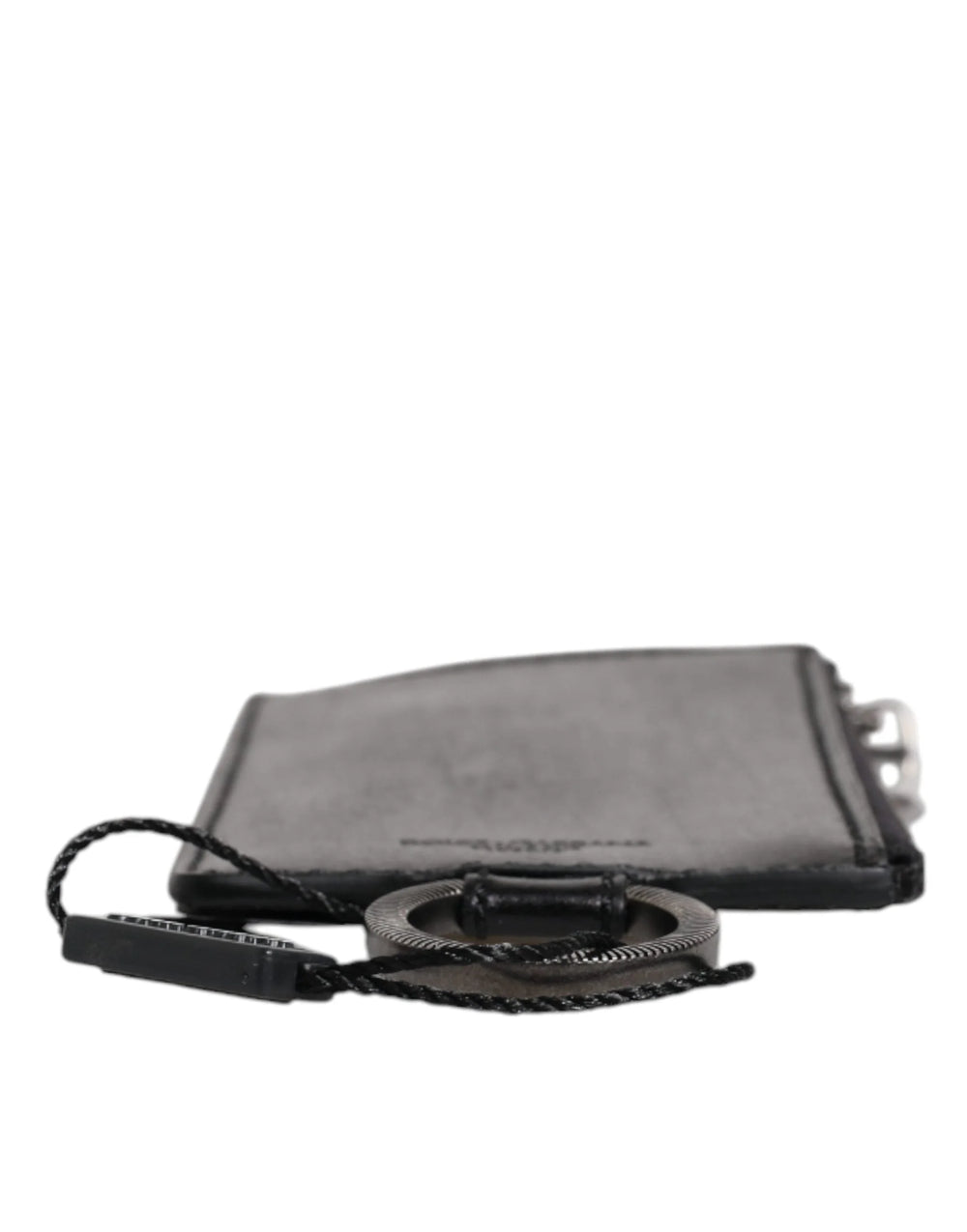 Dolce & Gabbana Black Horse Leather Lanyard Logo Card Holder Wallet - Neck Pouches