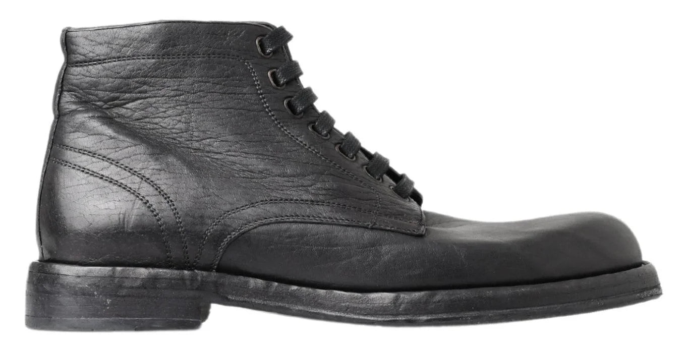 Dolce & Gabbana Black Horse Leather Perugino Boots - Boots