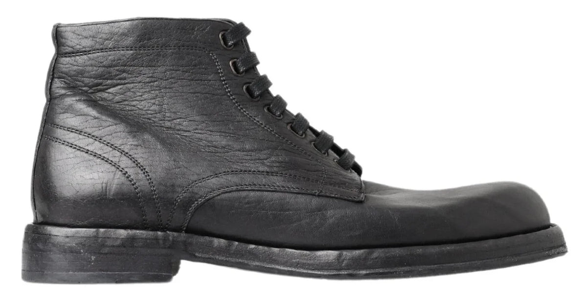 Dolce & Gabbana Black Horse Leather Perugino Boots - Boots