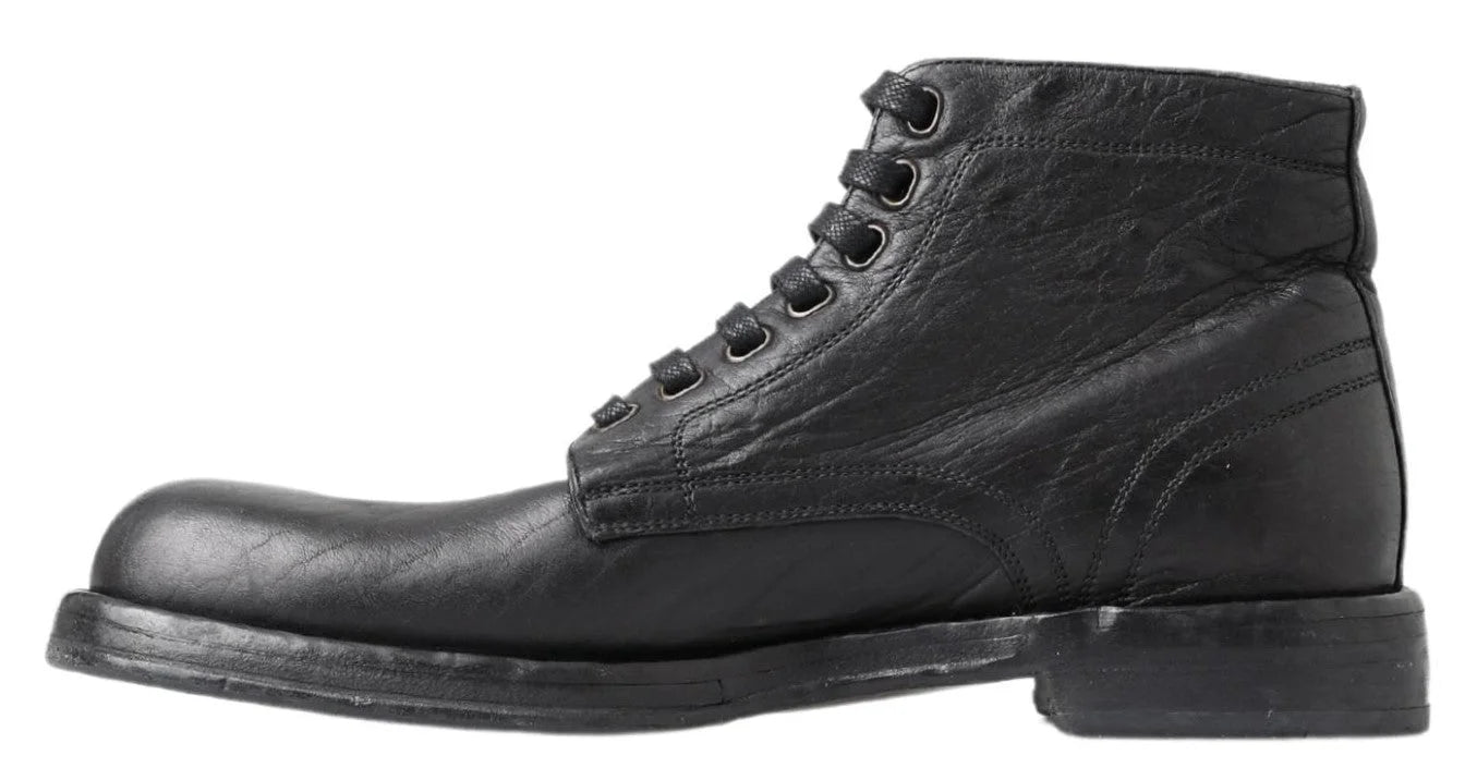 Dolce & Gabbana Black Horse Leather Perugino Boots - Boots