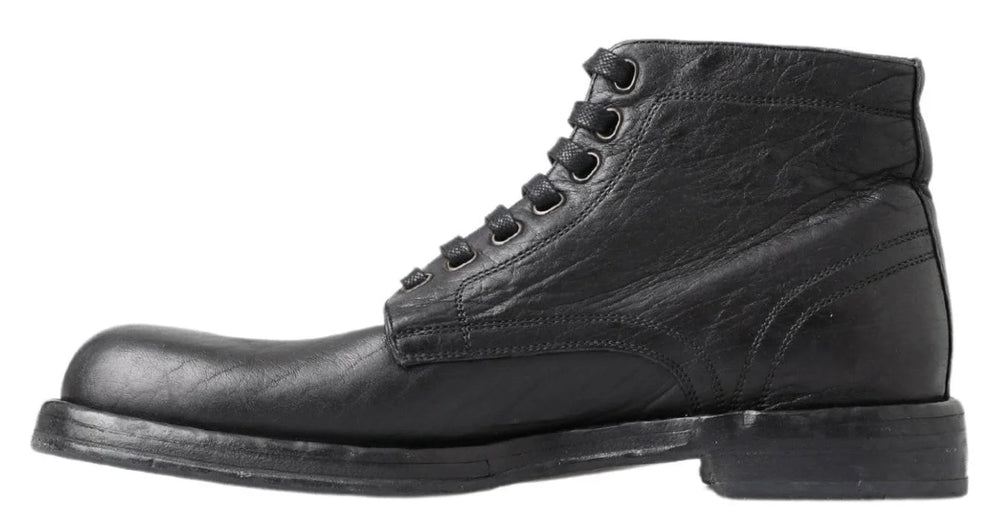 Dolce & Gabbana Black Horse Leather Perugino Boots - Boots