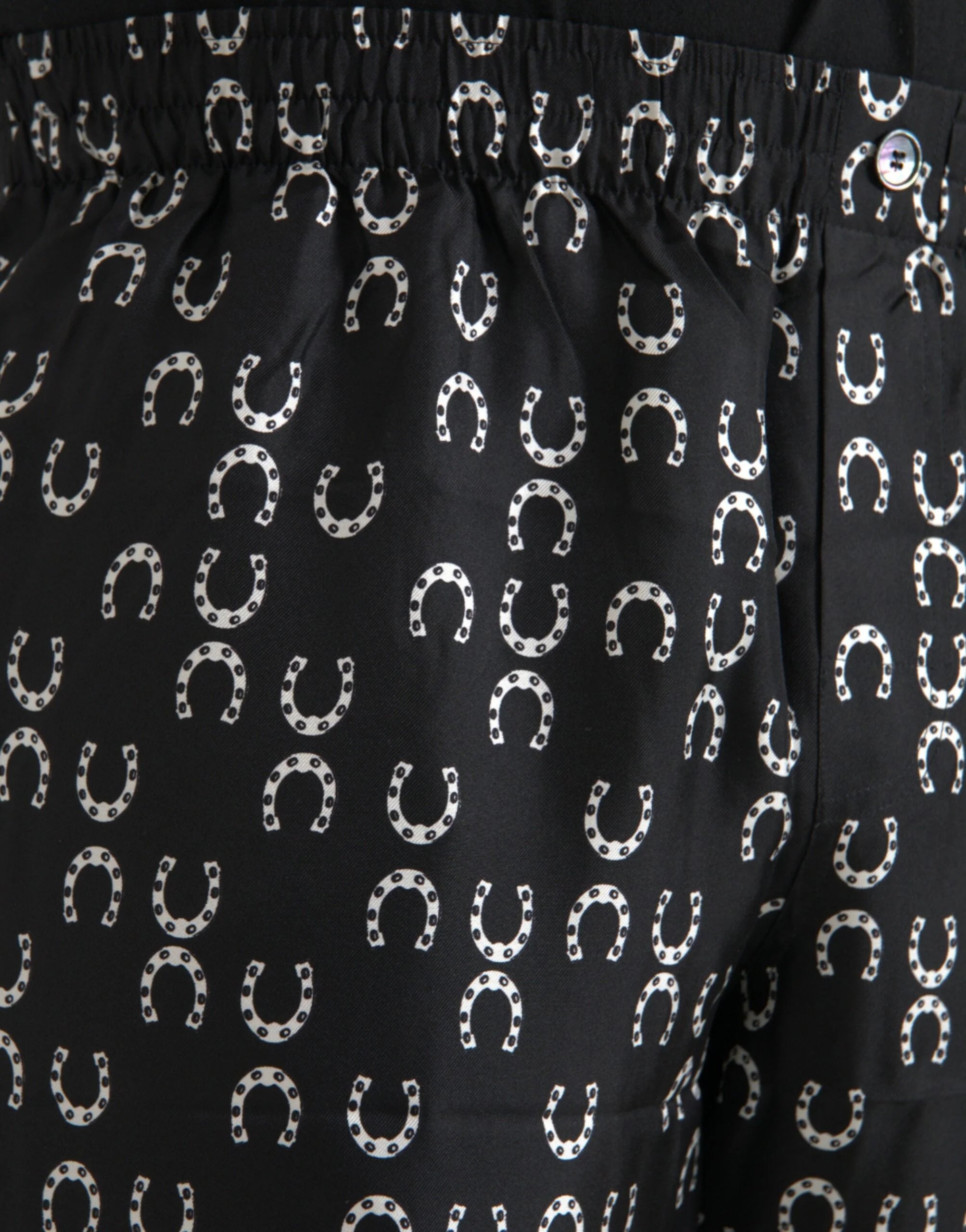 Dolce & Gabbana Black Horseshoe Print Silk Pants - IT48 | M - Trousers