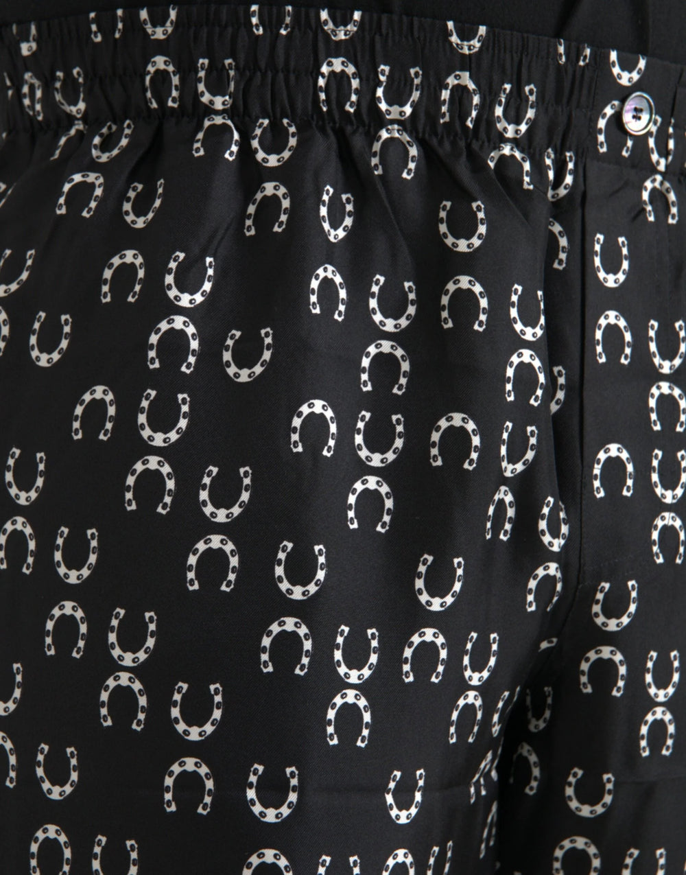 Dolce & Gabbana Black Horseshoe Print Silk Pants - IT48 | M - Trousers