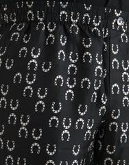 Dolce & Gabbana Black Horseshoe Print Silk Pants - IT48 | M - Trousers