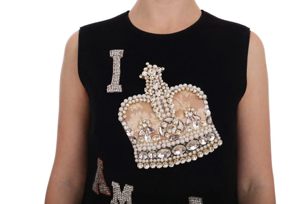 Dolce & Gabbana Black I AM A PRINCESS Crystal Shift Dress - Dresses