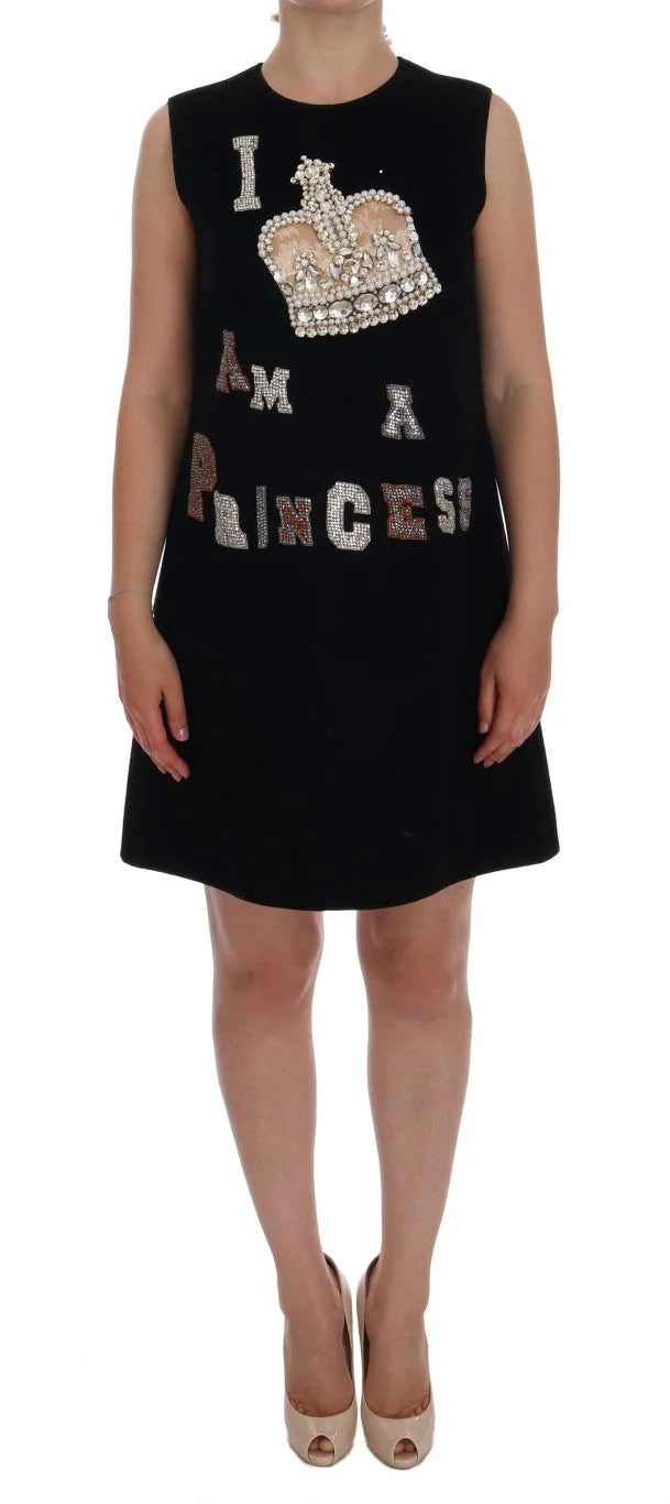 Dolce & Gabbana Black I AM A PRINCESS Crystal Shift Dress - Dresses