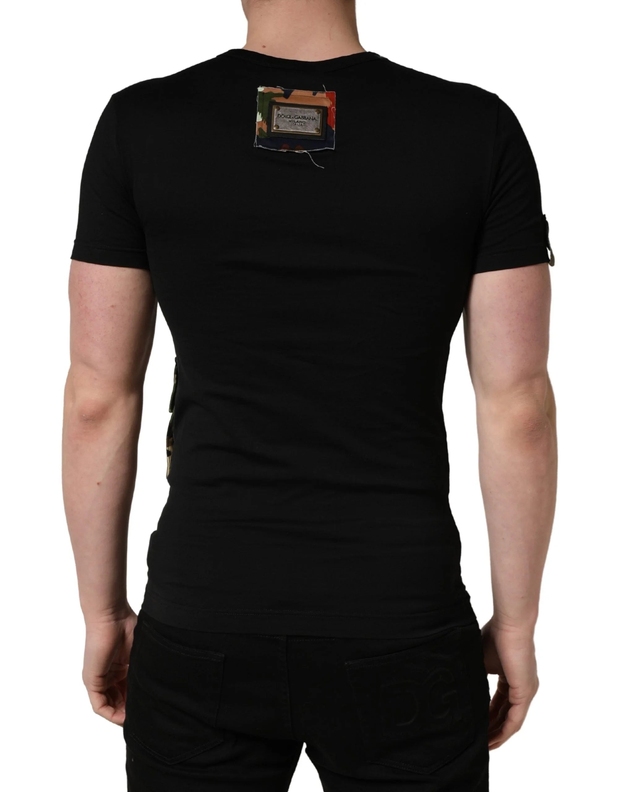 Dolce & Gabbana Black Italians Do It Better Camo Pocket Men T-shirt - IT42 | XS