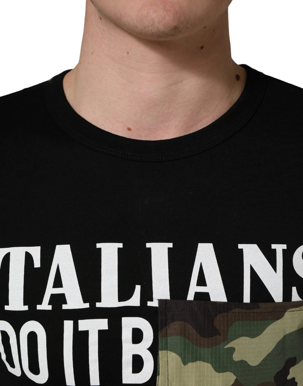 Dolce & Gabbana Black Italians Do It Better Camo Pocket Men T-shirt - IT42 | XS